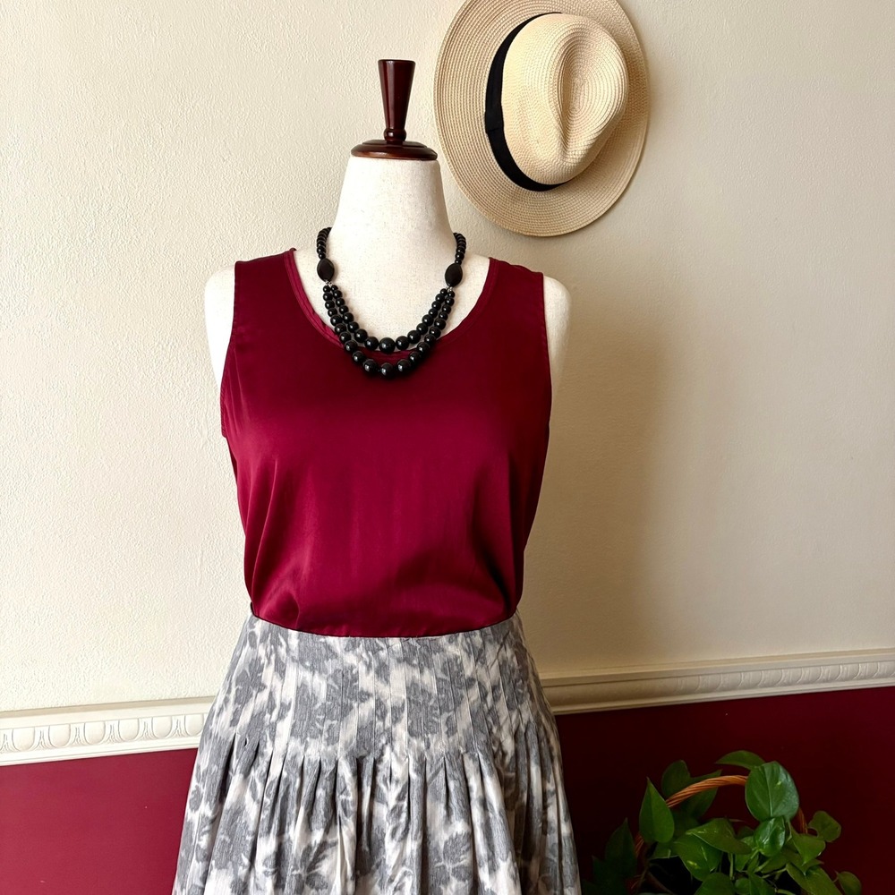 Eileen Fisher Burgundy Silk Stretch Tank Top M Jewel Tone Quiet Luxury Capsule